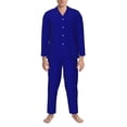 thumbnail image 3 of Salouo Navy Print Button-Front Long Sleeve Pajama Set for Men, Soft 2Pjs Men's Long Sleeve Sleepwear-X-Large, 3 of 7