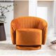 thumbnail image 3 of Silla de barril giratorio de terciopelo de 366 grados, sillón moderno de acento plisado con base resistente y cojín acolchado grueso, 3 of 5