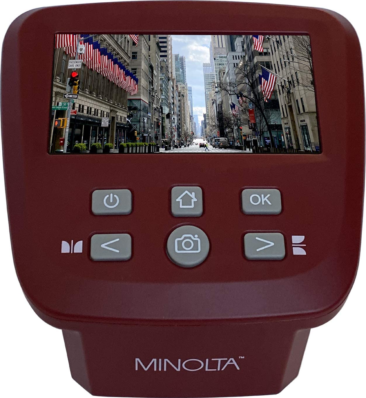 MINOLTA Film  Slide Scanner, Large 5" Screen, Convert Color  BW 35mm, 126,  110 Negative  Slides, Super Films to High Res 22MP JPEG Digital Photos,  16GB SD Card, Worldwide