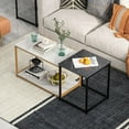 thumbnail image 2 of Gymax Set of 3 Nesting Table Modern Coffee Side Sofa Table Faux Marble Top Living Room, 2 of 10
