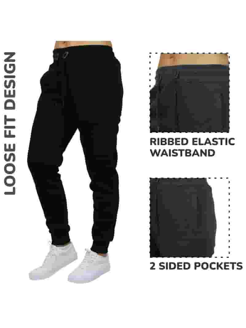 Galaxy by Harvic 3-Pack Women's Loose Fit Fleece Jogger Galaxy by Harvic 3-Pack Women's Loose Fit Fleece Jogger