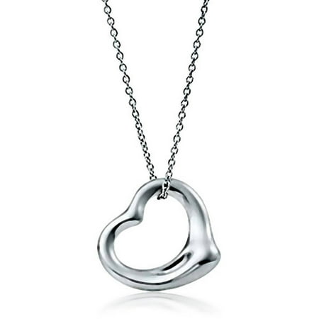sterling chain pendant italian necklace heart silver open