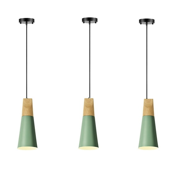 JLOWCO Set of 3 Single Pendant Lights Kitchen Island,farmhouse 3 Light Pendant Over Sink Lighting Fixtures Kitchen,Farmhouse Living Room Lighting Green (LED Bulb Include)