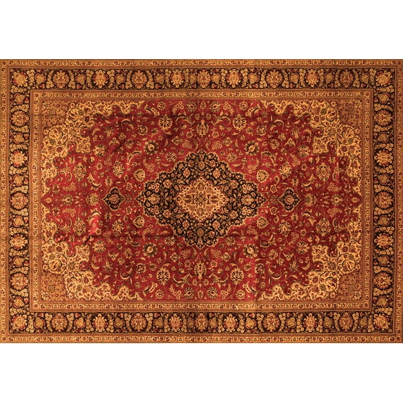 Ahgly Company Indoor Rectangle Medallion Orange Traditional Area Rugs, 8' x 12'