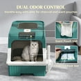 thumbnail image 5 of Enclosed Cat Litter Box with Lid and Scoop, Covered Cat Litter Pan with High Sides for Small Medium Large Cats, Odor Control Kitty Toilet, Green and White, 5 of 7