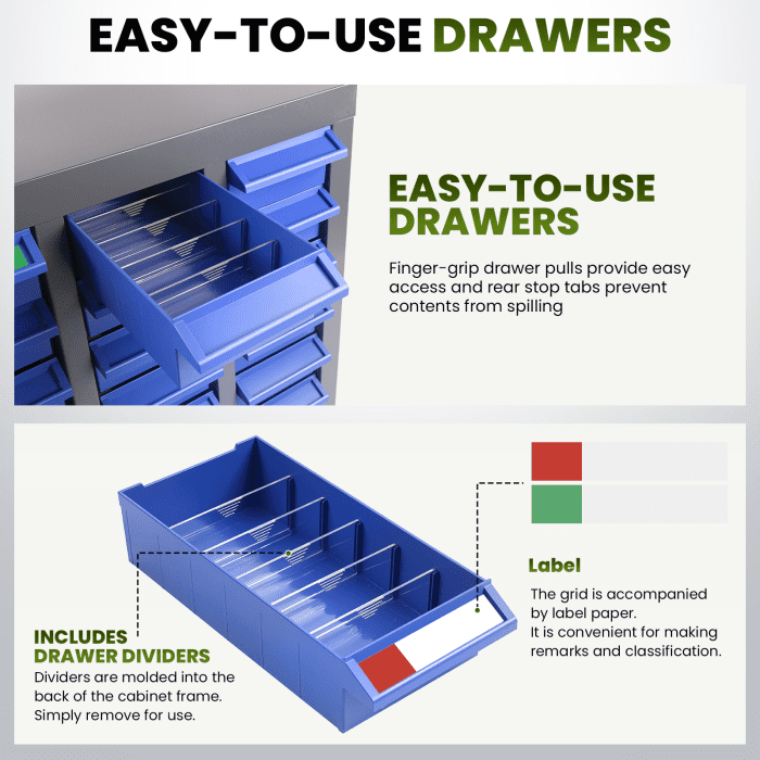 Tool Storage Cabinet,  with ABS Material Drawer, Impact-Resistant, 7.8"x3.9" Size, Bolt and Nut Storage, Shop, Basement, Pantry