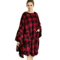 thumbnail image 6 of PAVILIA Angel Wrap Poncho Blanket for Women | Plush Warm Wearable Blanket Gift, Fleece Shawl Cape with Pom Pom Fringe and Pockets, Cozy Gifts for Women (Plaid Checker Red), 6 of 7