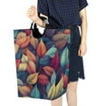 thumbnail image 4 of Yayeee Freestanding Laundry Hamper with Handle Collapsible Large Storage Basket for Clothes, Blue Vibrant Leaves Pattern, 4 of 7