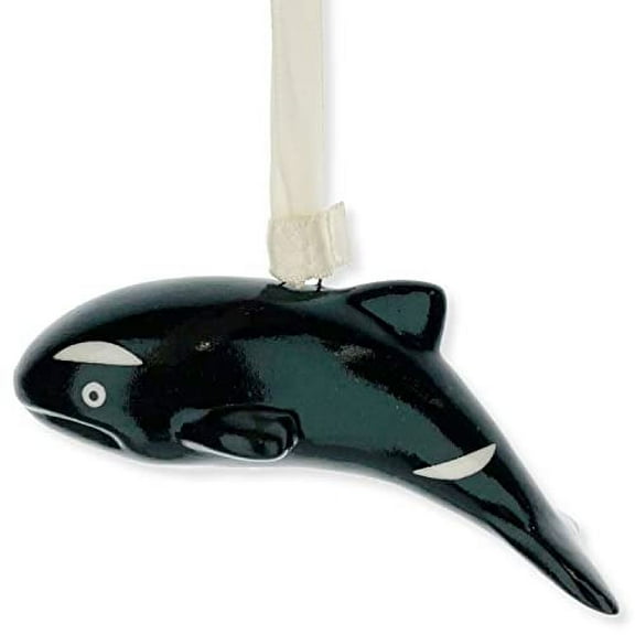 Orca Whale Ornament – Porcelain Art Hanging Figurine