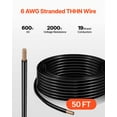 thumbnail image 2 of VEVOR 6 AWG THHN Wire, 19-Stranded, 100% OFC Copper Electrical Building Wire with Nylon Jacket, Rated for Up to 600 Volts, for Indoor & Outdoor Use, Commercial, Industrial, Residential, Black, 2 of 9