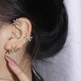 thumbnail image 5 of Xihbxyly Liquidación de verano Pendientes en oro y copo de nieve y diamantes a la moda para mujer, sin clip para la oreja perforada, 1 pieza, 5 of 5