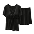 thumbnail image 2 of SOOMLON Modal Pajamas Women Plus Size Cooling Lounge Sets Short Sleeve Padded Shirts Solid Two Piece Loungewear, 2 of 6