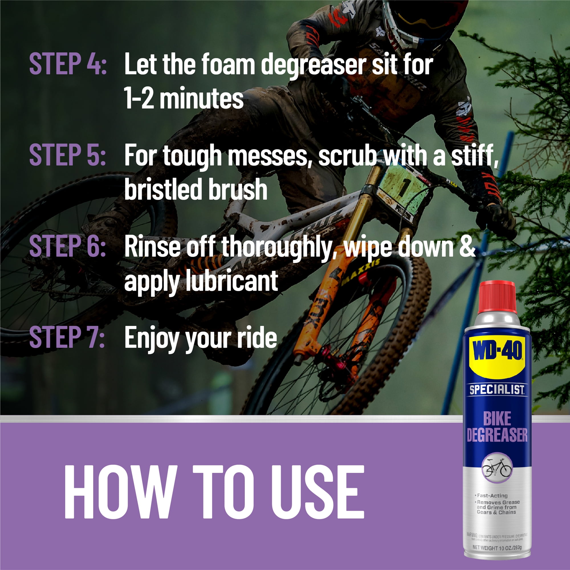 WD-40 Specialist Foaming Fast-Acting Bike Chain Cleaner & Degreaser, 10 oz