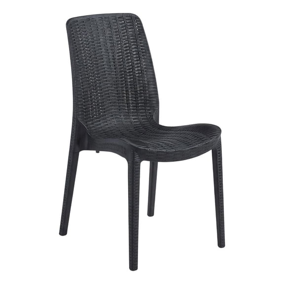 Black Stackable Dining Chairs Set Of 4, Modern Design, Indoor Or Outdoor Use