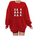 thumbnail image 1 of Rbaofujie Hoodies Mignonnes Mode Femme Imprimé Blouse Ample Manches Longues Col Rond Chandails en Molleton Sans Capuche Rouge Pull Femme, 1 of 3