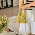 thumbnail image 2 of Women's Macrame Handbag, Candy Color Cotton Rope Beach Bag with Handles, Boho Crochet Crossbody Purse for Summer Vacation, Wristlet Clutch, 2 of 5