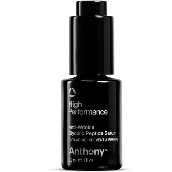 Anthony High Performance Anti-Wrinkle Glycolic Peptide Serum. Anti-Aging Lifting Moisturizer with Glycolic Acid, Peptides, Biotin, Pullulan, and Algae