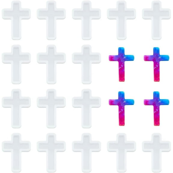 10 Pcs Cross Silicone Resin Molds 1.5"x1" Epoxy Resin Molds Crucifix Casting Mold for Necklace Pendant Jewelry DIY