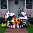 thumbnail image 4 of Joiedomi Decoraciones inflables de Halloween de 6 pies de largo para exteriores, explosiones de Halloween para decoraciones de patio, esqueleto inflable sentado unicornio y dinosaurio con calabaza par, 4 of 5
