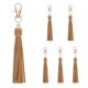 thumbnail image 1 of Uxcell 6-Pack Borlas de Cuero PU de 5.9 Pulgadas Pequeñas para Llaveros Marrón Claro con Anillos para Manualidades de Bricolaje, 1 of 7