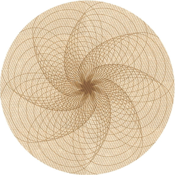 Ahgly Company Indoor Round Patterned Brown Sand Brown Area Rugs, 4' Round