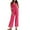 Hot Pink, variant on ABATAB Jumpsuits for Women Elegant V Neck Sleeveless Loose Romper Wide Leg Belted Casual Long Pants Business Dressy Outfits