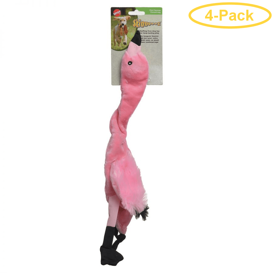 Spot Skinneeez Plush Pink Flamingo Dog Toy 20 Long Pack of 4