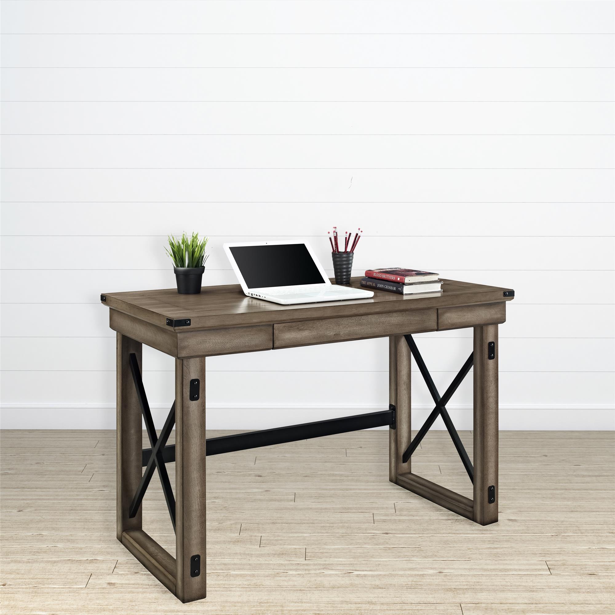 Wildwood Wood Veneer Computer Desk, Rustic Gray