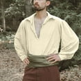 thumbnail image 3 of Men's Retro Linen Pirate Blouse Hippie Loose Fit Renaissance Medieval Shirts Pullover Tops Cosplay Party Costumes, 3 of 6