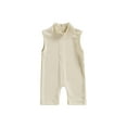 thumbnail image 1 of Gureui Toddler Infant Baby Girls Summer Romper, Casual Solid Color High Neck Sleeveless Short Jumpsuit One-Piece Clothes, 1 of 9