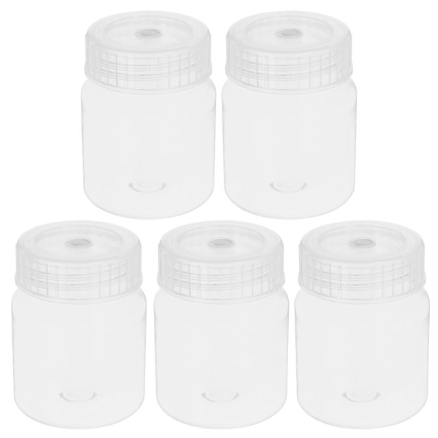 KAKOWELY 5pcs Wide Mouth Bottles for Laboratory Use Ideal for Chemical Storage and Medicine Containment Reusable and Airtight Plastic Containers For Liquid Solid Powder,3.54X"X2.83"X2.83"
