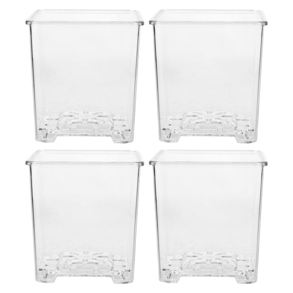 REACHISE 4-Pack Small Transparent Acrylic Orchid Planter Pots, Grow Cups for Indoor Orchid Plants