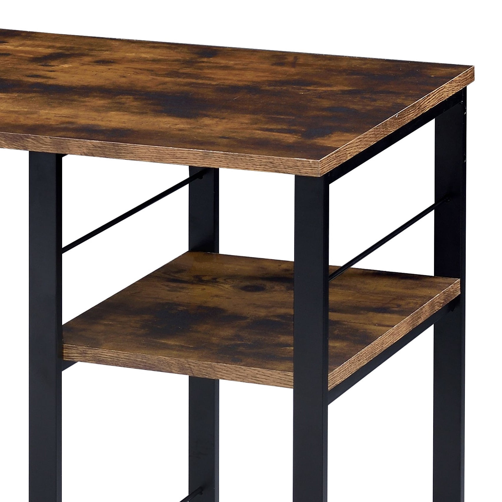 Astoutdoor Weathered Oak and Black 2-Shelf Rectangular Writing Desk