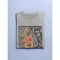 thumbnail image 3 of Girl And Flowers Linocut Art T-Shirt Women -Image by Shutterstock, Female x-Large, 3 of 4