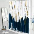 thumbnail image 2 of Navy Blue Shower Curtains for Chic Modern Abstract Bathroom Decor, Dark Blue Fabric Shower Curtain, Brush Strokes Oil Painting Style, 72 x 72, 2 of 6