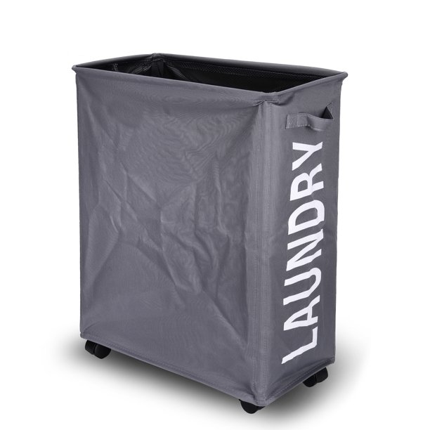 Danya B. Collapsible Waterproof Folding Laundry Hamper on Wheels Grey