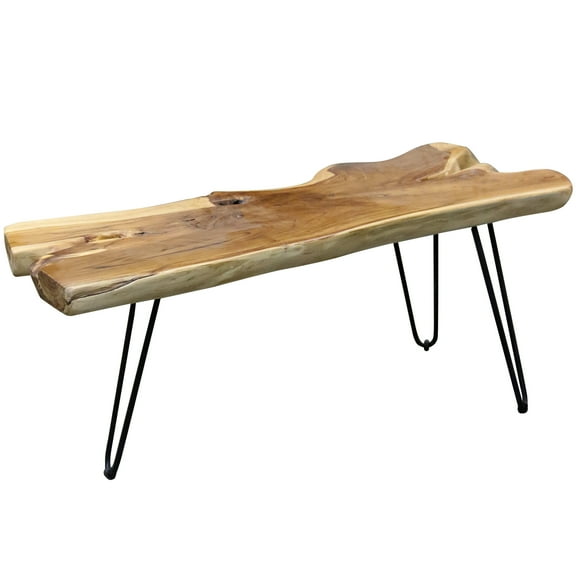 Baron - Live Edge Coffee Table with Paperclip Legs - Natural, Black Finish