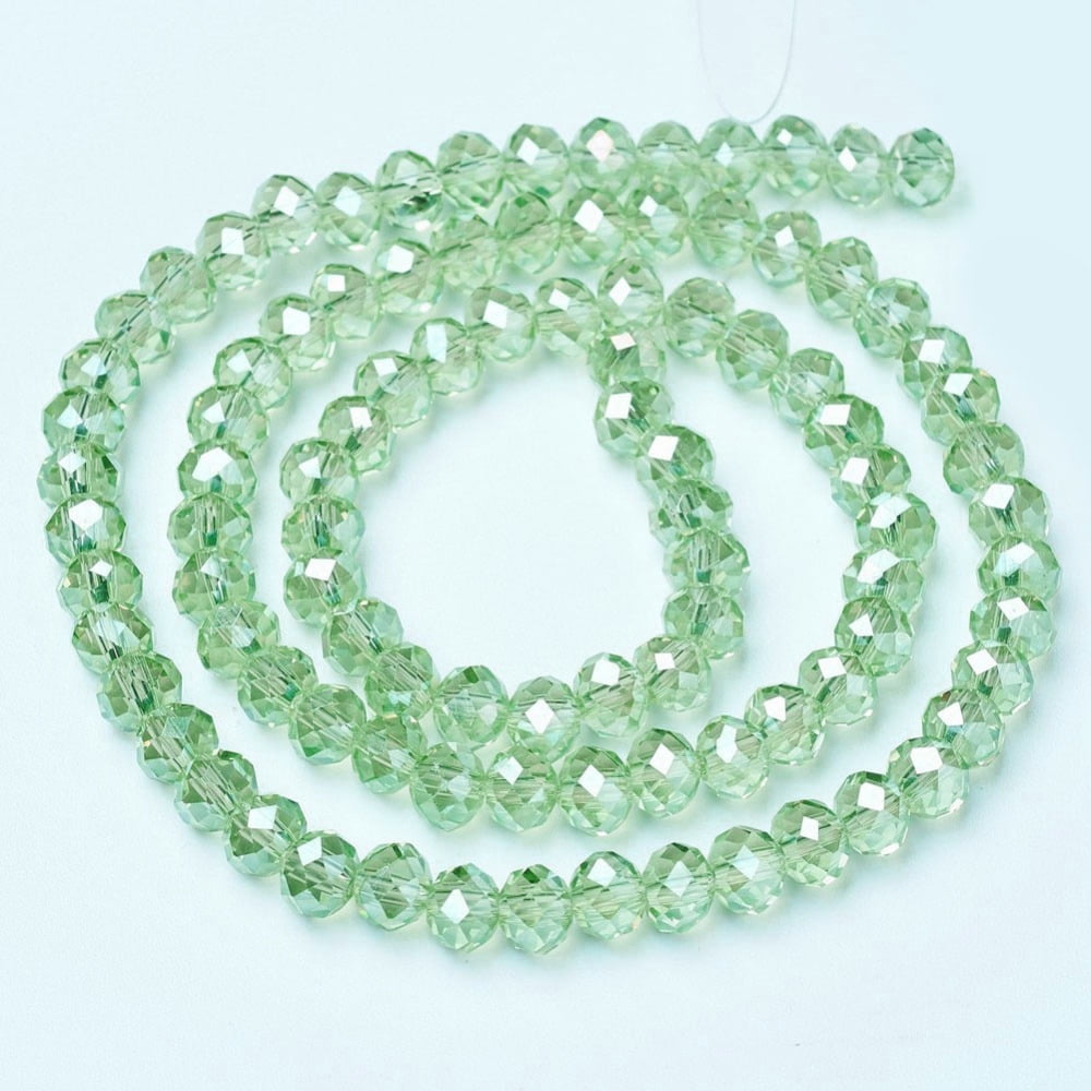 10Strand Electroplate Glass Beads Strands AB Color Plated Faceted Rondelle Pale Green 10x8mm Hole: 1mm about 63~65pcs/strand 49~50cm