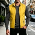 thumbnail image 2 of Ecqkame Men's Reflective Vest High Visibility Stand Collar Full Zip Side Pockets Vests Lightweight Safety Outdoor Daily Outerwear Yellow S, 2 of 9