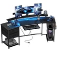 thumbnail image 1 of HOMCOM 79 inch Gaming Desk, Industrial Computer Desk with RGB Lights, Black, 1 of 10