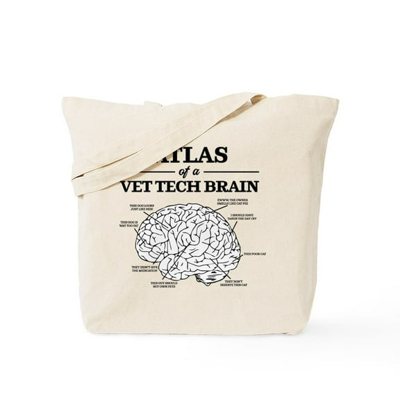 CafePress - Atlas Of A Vet Tech Brain Tote Bag - Unisex Canvas Tote Bag, Beige, 1-Piece