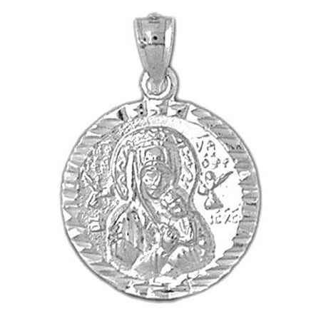 18K White Gold Our Lady Guadalupe Pendant - 26 mm