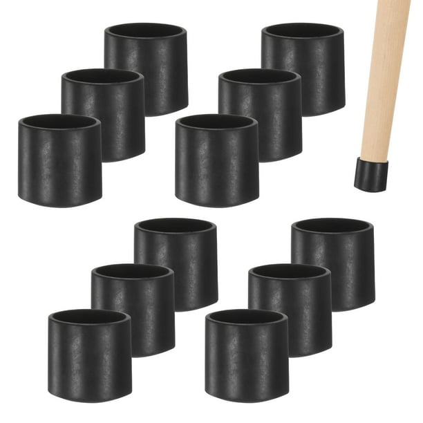 Uxcell 12 Paquete de Tapas para Patas de Silla 9/16 pulgadas Protectores de Piso de Cloruro de Polivinilo Cubierta Redonda Puntas Negras