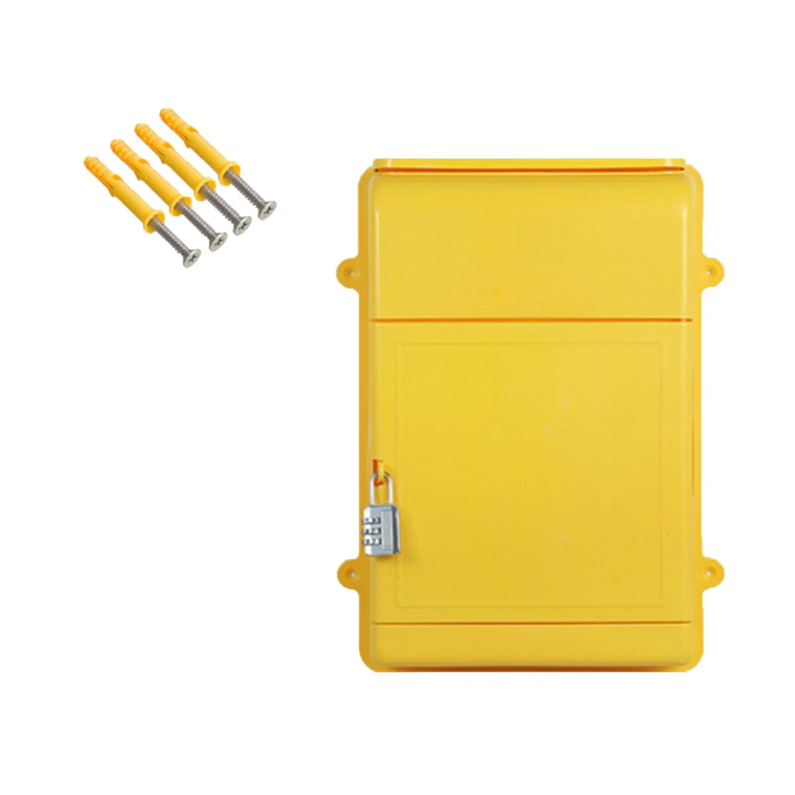Baoblaze Wall Hanging Mailbox Post Box with Code Lock 34.5x26x10cm for Hotel Business Yellow