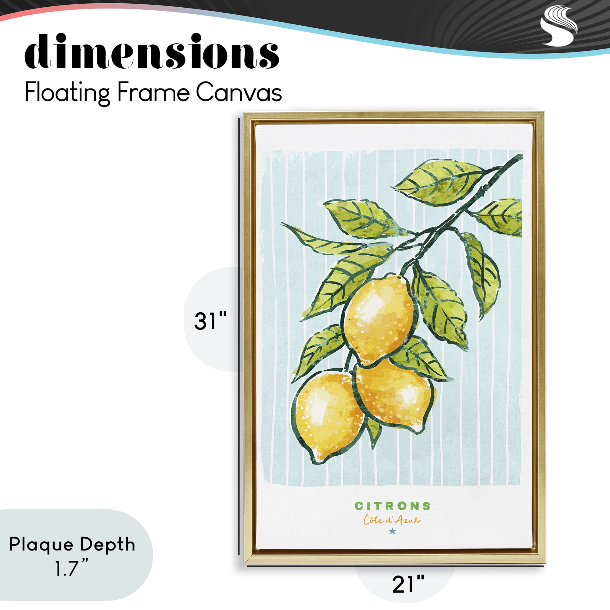 Stupell Industries Modern Bistro Lemons Gold Framed Floater Canvas Wall Art, design by Chad Barrett
