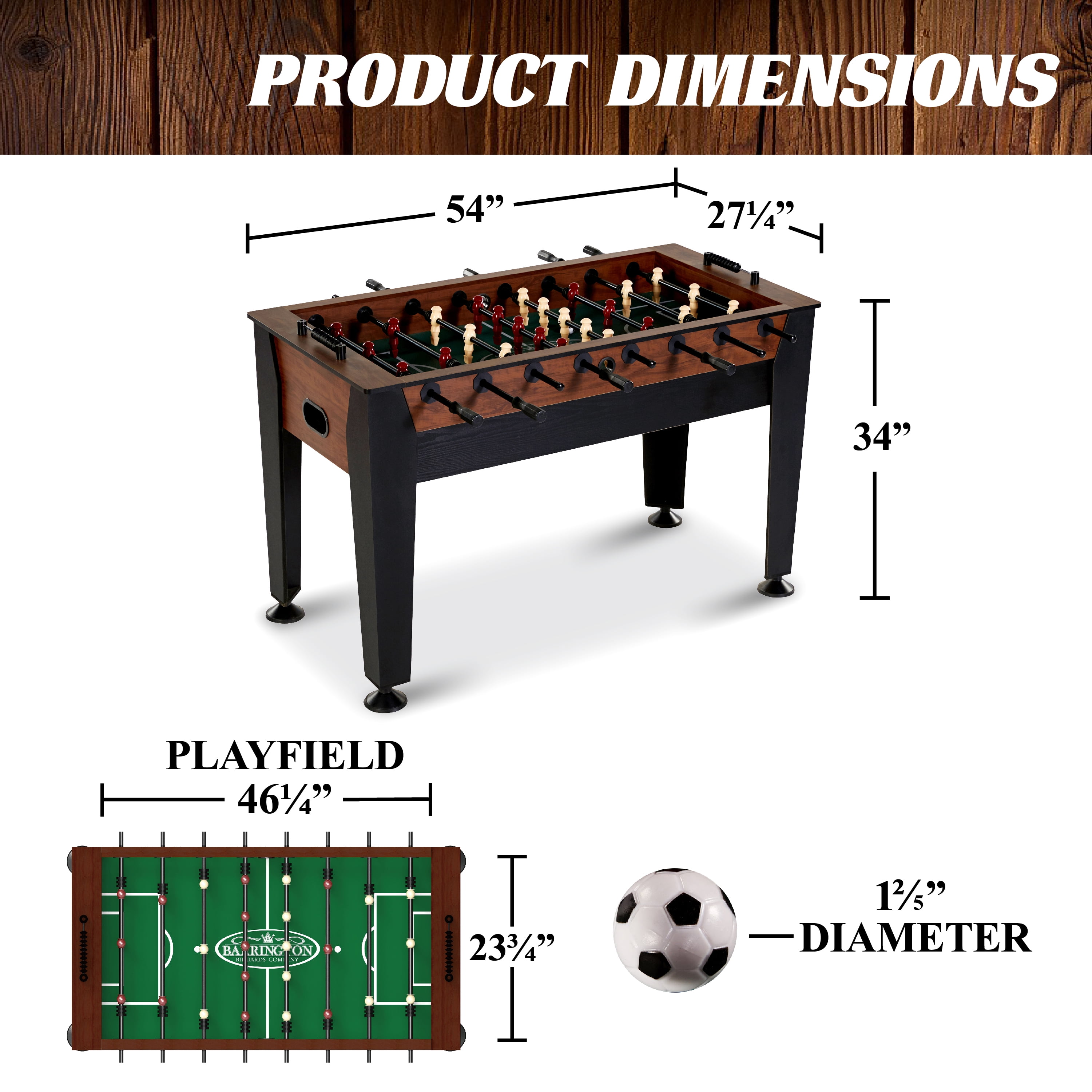 54" Foosball Soccer Table, Furniture Style, by Barrington Billiards Company
