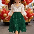 thumbnail image 6 of Women's Solid Tulle Skirts High Low Layered A-line Skirt Irregular Tutu for Women - Puffy Fairy Skirt Elastic High Waist Sparkly Dance Skirts - Skirts for Daily Party Club Dark Green XL, 6 of 6
