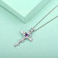 thumbnail image 5 of Starchenie Rose Cross Necklace 925 Sterling Silver Heart Crucifix Pendant Birthstones February Amethyst Jewelry for Women, 5 of 6