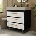 thumbnail image 5 of 30" Sintered Stone Top Bathroom Vanity with Storage, Bathroom Vanity with Ceramic Sink, Freestanding Storage Cabinet with Soft Close Drawers for Bathroom, Black,Gold,Stone Gray,White, 5 of 9