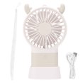 thumbnail image 1 of Ventilador portátil con forma de ciervo, ajustable en 3 velocidades, recargable por USB, compacto, para escritorio y mano, color blanco, 1 of 8